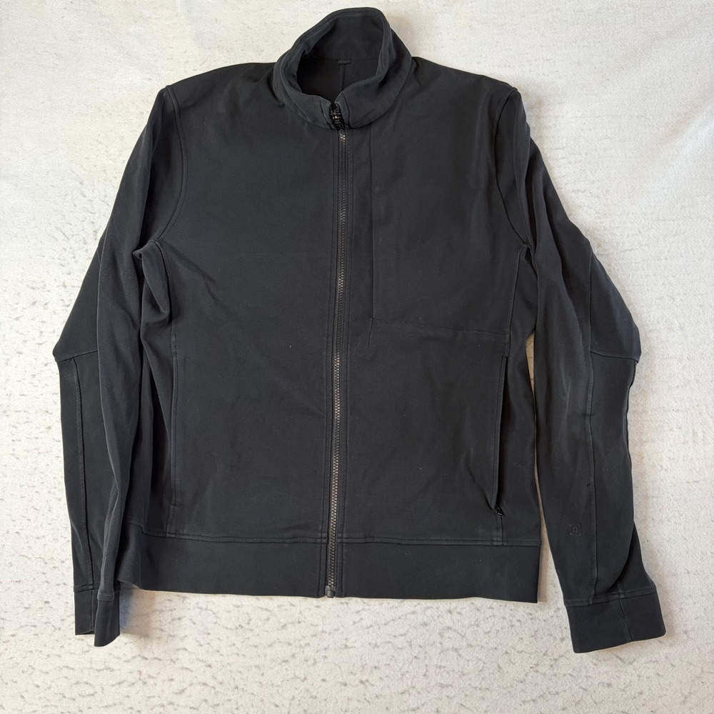 Lululemon Sojourn Jacket Mens Large Black Full Zip Mock Neck Athletic